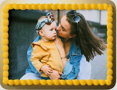 Personalisierter Tortenaufleger mit Foto Essbare Tortendeko für Geburts Hochzeit - Bild 1 von 4