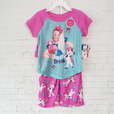 Conjunto de Pijama JoJo Siwa Tamanho 3 Peças Criança Meninas 4 Top Calças Shorts Rosa NOVO - Imagem 1 de 4