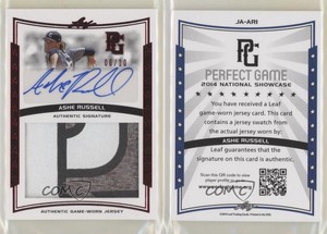 2014 Leaf Perfect Game Showcase Jersey Red Foil /10 Ashe Russell #JA-AR1 Auto