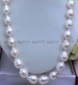 Huge 12-15mm Natural White South Sea Baroque Pearl Necklace 18 inches - Picture 1 of 6