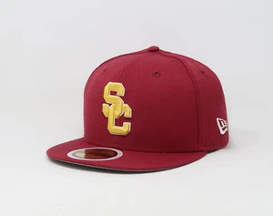 New Era 59Fifty Kids Boys Cap USC Trojans Cardinal Red Classic Wool Fitted Hat - Picture 1 of 5