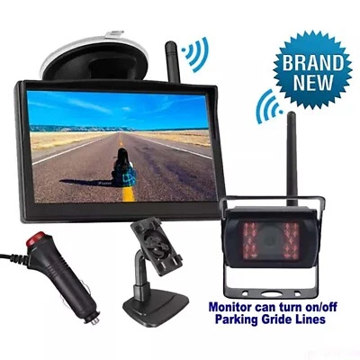 WIRELESS 5" MONITOR REVERSING CAMERA REAR VIEW KIT 12V 24V TRUCK,CARAVAN, Boat - Image 1 of 4