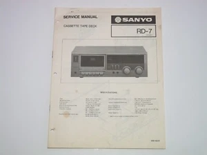 Cubierta de cinta de casete Sanyo RD-7 manual de servicio original ajustes esquemáticos - Imagen 1 de 10