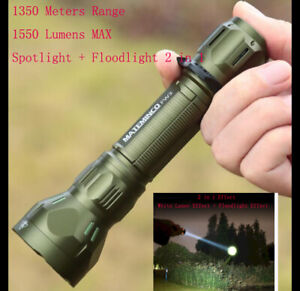 MATEMINCO LEP Flashlight Spot+Flood 2 in 1 1350 Meters 1550LM LED Camping Torch