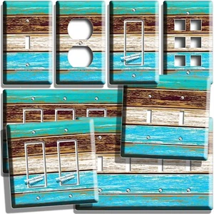 BUNTER RUSTIKALER HOLZSTIL LICHTSCHALTER STECKDOSE WANDPLATTE LANDHAUS KUNST DEKO - Bild 1 von 34