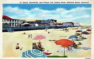 Cartolina Rehoboth Beach Delaware Beach Boardwalk Cottage Line Looking North - Foto 1 di 2