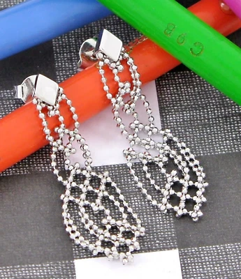 Pendientes araña con cuentas de oro blanco de 14K 2,7G Foto 1 de 4