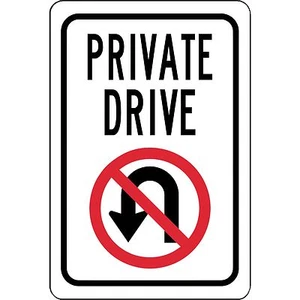 Private Drive No Turn Around Aluminium Blechschild 8" x 12" rostet nicht - Bild 1 von 1