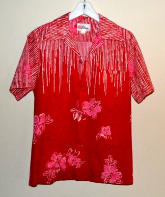 Camisa vintage Sidan Hawaii roja manga corta pecho: 44 pulgadas Foto 1 de 4