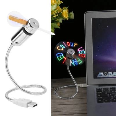 Flexible USB Fan LED Programmable Fan RGB Color Message Display For PC Laptop AM - Image 1 of 4
