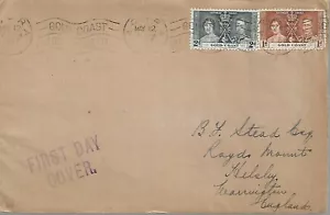 GOLD COAST KING GEORGE VI CORONATION 1d AND 2d ON MAY 12 37 FDC REF 2715 - Picture 1 of 1
