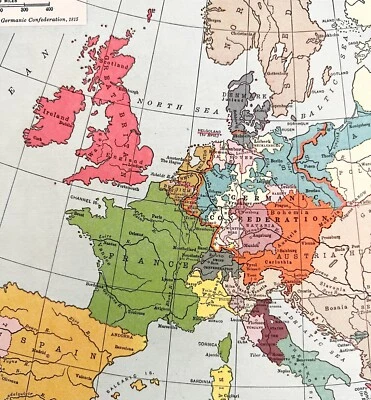 Map Europe After Congress Of Vienna 1938 Atlas Print Antique Collectibles DWU7 - Image 1 of 2