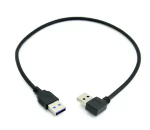 USB A 3.0 Data Sync and Charge Extension Cable | Right Angle Male to Male | 0.5m - Picture 1 of 7