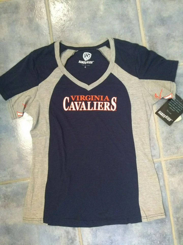 NWT Women's VIRGINIA CAVALIERS T-shirt Large V-Neck Hands High Brand Cool! - Image 1 of 1