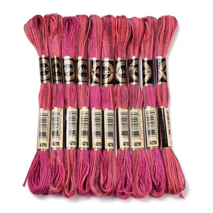 10Skein 6-Ply Polyester Embroidery Floss Segment Dyed Cross Stitch Threads 0.5mm - Picture 1 of 201
