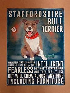 Staffordshire Bull Terrier - letrero de pared de metal lata - Imagen 1 de 1