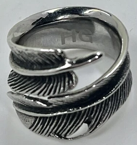 Stainless Steel Marked HG Nice Quality Feather Size 6 Ring (1252) - Picture 1 of 7