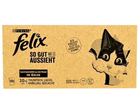 (€ 5,16/kg) Felix So gut wie es aussieht: Thun Lachs Kabeljau Seelachs 120x 85 g - Bild 1 von 1
