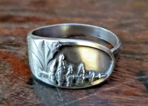 Anillo cuchara ajustable vintage plateado de Virginia Carolina del Norte Blueridge para turismos - Imagen 1 de 10