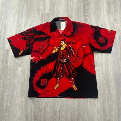 Vintage Conspiracy Samurai Anime Button Shirt Men's Large Red Dragon y2k Skater - Image 1 of 4