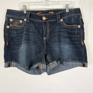 Seven7 Jean Shorts Women's 16 Luxe Blue Dark Wash Slight Distressed NWT - Picture 1 of 11