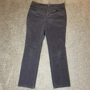 St Johns’s Bay Women’s Mid Rise Straight Leg Gray Corduroy Pants Size 14 Stretch - Picture 1 of 9