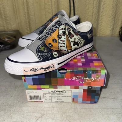 Sapato Slip On Feminino Don Ed Hardy Caveira Tamanho 7 - Imagem 1 de 4