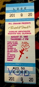 GRATEFUL DEAD - JERRY GARCIA - 27. AUGUST 1992 - SHORELINE AMPHITHEATRE - TICKET - Bild 1 von 2