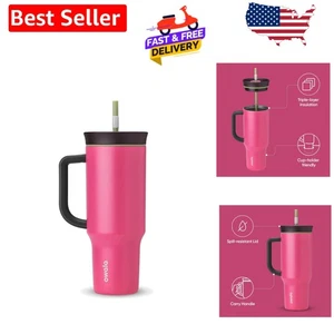 Isolierter Reisebecher mit auslaufsicherem Deckel und Strohhalm - 40 Oz, Pink Breeze - Bild 1 von 8
