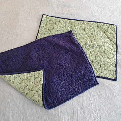 2 fundas de almohada estándar Pottery Barn niños azul verde acolchado estrella ropa de cama falsa Foto 1 de 4