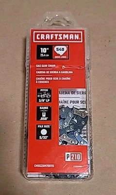 Cadena de sierra de gas Craftsman 10" S40 tamaño de archivo 5/32" CNXGZAM700115 NUEVA SELLADA (70) Foto 1 de 3