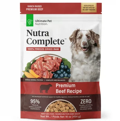 Ultimate Pet Nutrition Nutra Complete Freeze Dried Raw Beef Dog Food 16OZ BAG 🔥 - Image 1 of 4