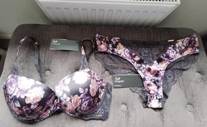 Rare Rosie for Autograph Bra Set 36C Bra & Matching Size 14 Brazilian Knickers - Picture 1 of 24