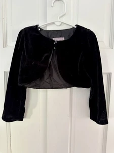 Dorissa Girls Black Velvet Bolero / Cardigan Holiday / Christmas Size 4 - Picture 1 of 5