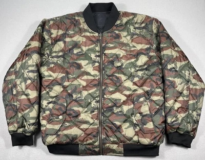 Chaqueta Avirex Para Hombre Grande Negra Camuflada Reversible Acolchada Nylon Chaqueta de Vuelo Foto 1 de 4