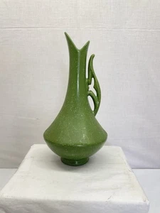 MCM Design Olive Green Pottery Style Vase Vessel 9.5” - Picture 1 of 5