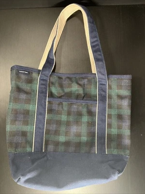 Bolso de Mano Bolso Shopper de Lona para Barco LANDS END Vintage Azul y Verde a Cuadros Foto 1 de 4
