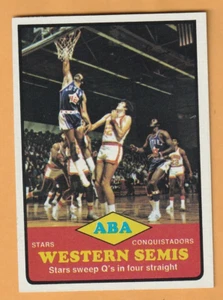 1973-74 Topps #203 ABA Western Semis Utah Stars sweep Q's in Four Straight 1R - Imagen 1 de 2