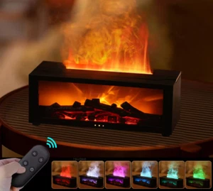 Simulator Fireplace Aroma Diffuser Flame Humidifier Remote LED Home Fragrance - Picture 1 of 12