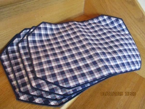 Longaberger Place Mat Set 4 JW Plaid fabric nip navy blue *shipping included!* - Picture 1 of 5