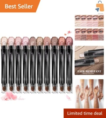 Luxury 10PCS Shimmer Eyeshadow Stick Set with Smooth Application & Easy Grip - Image 1 of 4