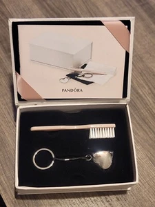 NEW Pandora Collectors Cleaning Kit Heart Key Chain Opener, Brush & Pouch - Picture 1 of 6