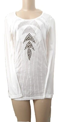 MONORENO 长袖圆领刺绣 T 恤网眼和耳钉细节尺寸 S  — 第 1/4 张图片