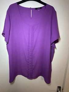 Ladies Purple Plus Size Blouse Size 24 Pleated Front Short Sleeves Bxf - Picture 1 of 9