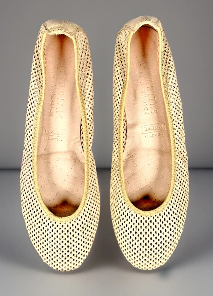 Hispanitas Mujer Stanton Ballet Plano Arena Rafia Cuero Zapatos 37.5/7.5 NUEVOS $229 Foto 1 de 4