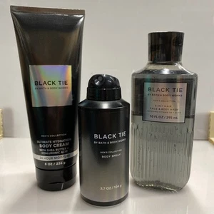 Juego de 3 - Bath & Body Works BLACK TIE para hombre, gel de lavado, crema corporal, spray corporal - Imagen 1 de 2