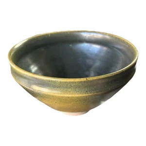 Vintage Jugtown Frogskin Green Pottery 2.75” Low Tea Bowl USA 1940s-50s - Picture 1 of 12