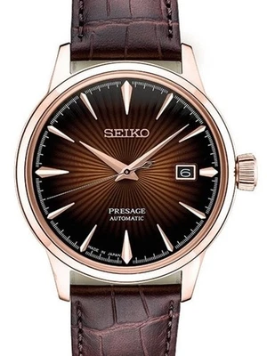 Reloj de cuero para hombre Seiko Presage Cocktail Time automático esfera marrón SRPB46 Foto 1 de 4