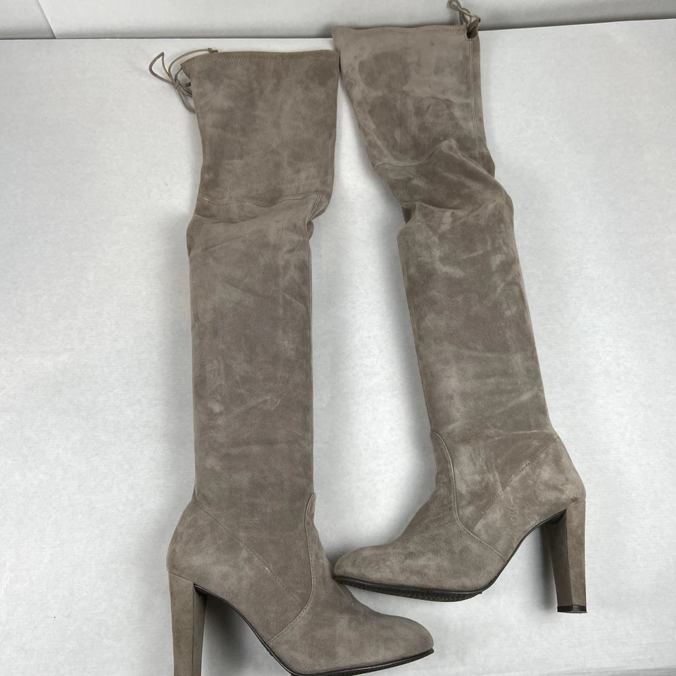 STUART WEITZMAN THIGH-HIGH BOOTS SUEDE TAN SZ 9 - Image 1 of 4