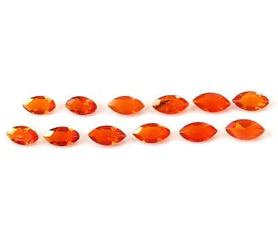 2.5X5 MM MARQUISE AAA+ NATURAL MEXICAN FIRE OPAL FACETED LOOSE GEMSTONE 12 PIECE - Image 1 of 4